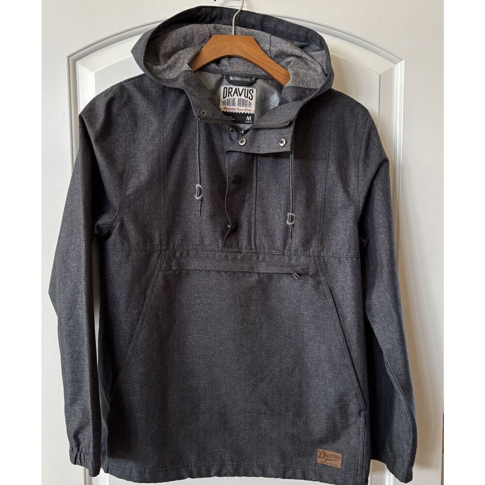 Gray Coat windbreaker Hooded Jacket 1/2 Zip Medium‎ Dravus Men's